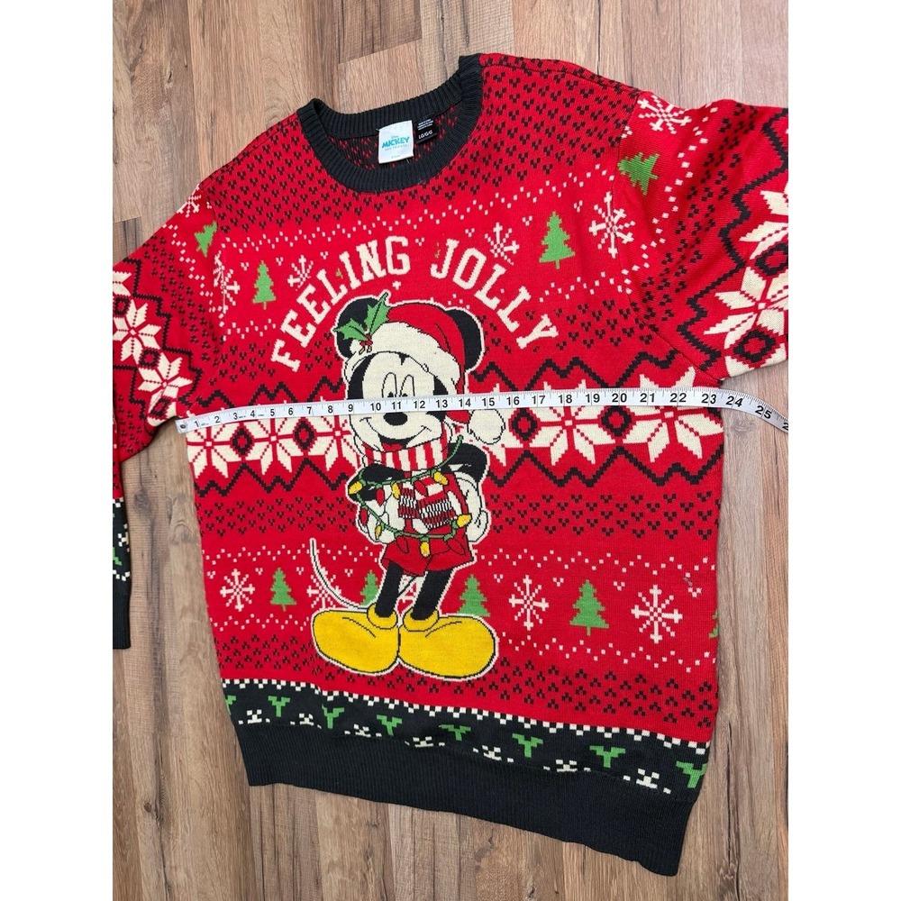 Disney Mickey Mouse Light-Up Ugly Christmas Sweater Red Large NWOT - Picture 7 of 9